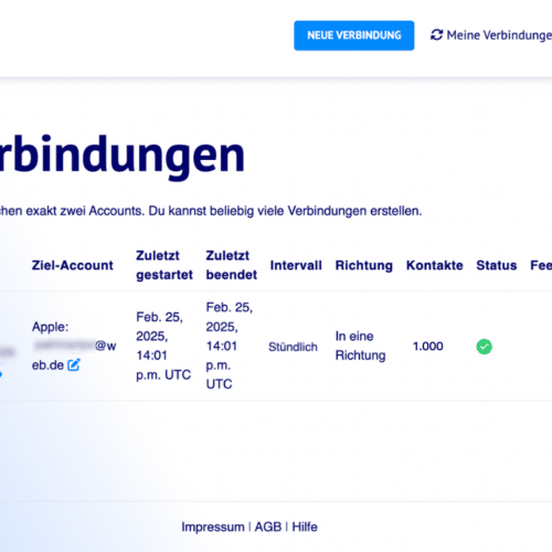 sync.blue Dashboard