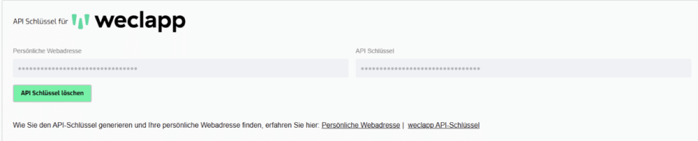 Plugin Foma Screenshot weclapp Verbindung