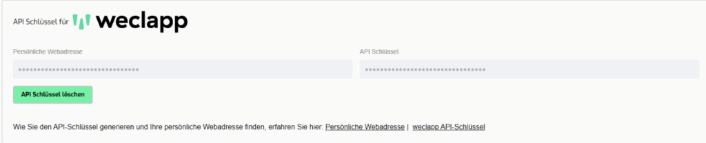 Plugin Foma Screenshot weclapp Verbindung