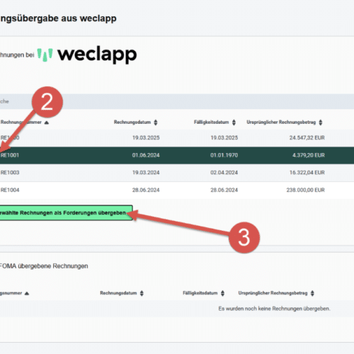 Plugin Foma Screenshot weclapp an FOMA
