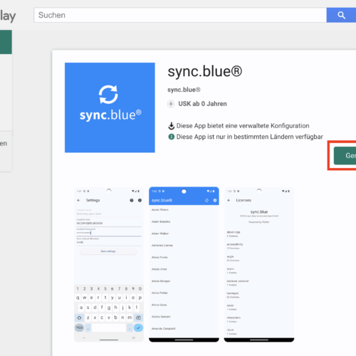 Plugin Android by sync.blue im Google Playstore