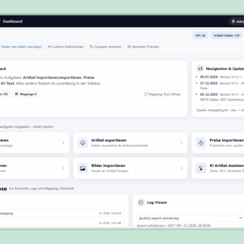 Plugin FlexiImport: Screenshot Dashboard