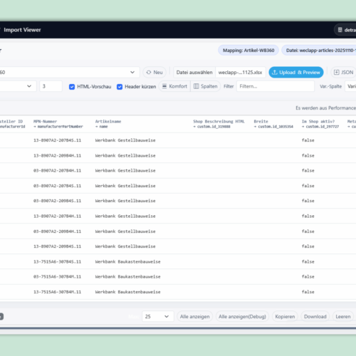Plugin FlexiImport: Screenshot Importviewer