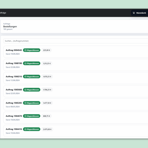 Plugin FlexiPortal: Screenshot Aufträgeliste